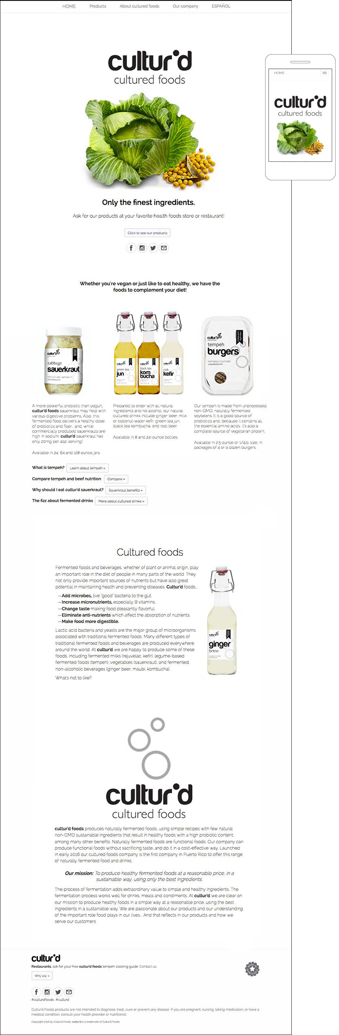 Cultur'd foods web site design